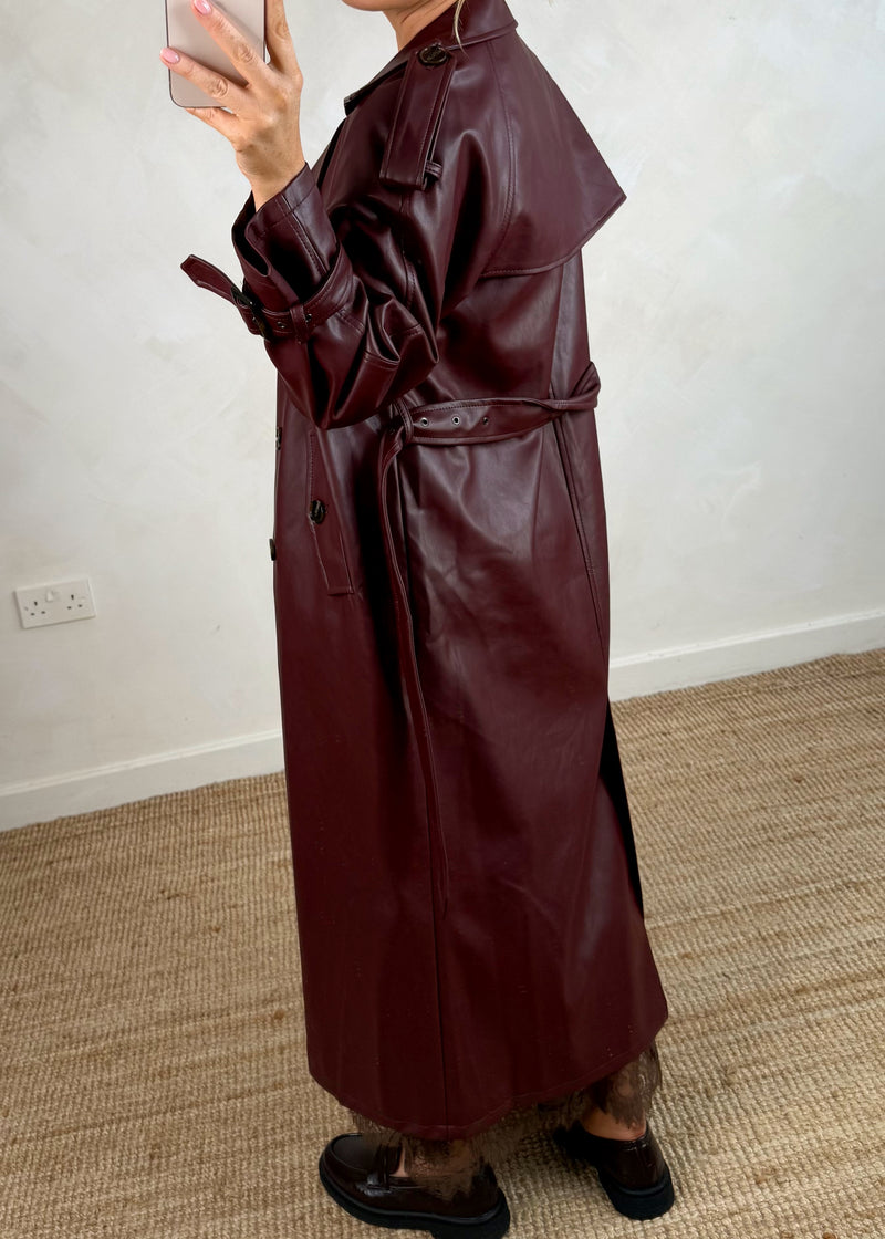 Midnight trench coat - Merlot-The Style Attic