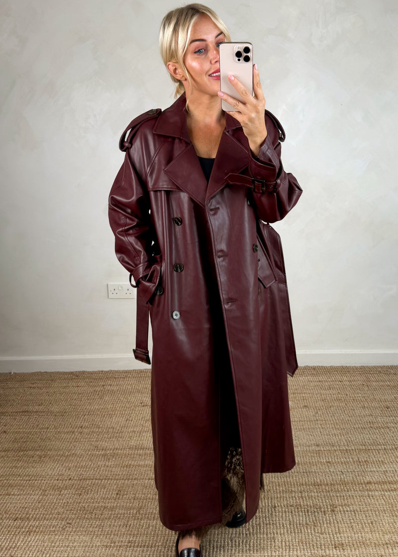 Midnight trench coat - Merlot-The Style Attic
