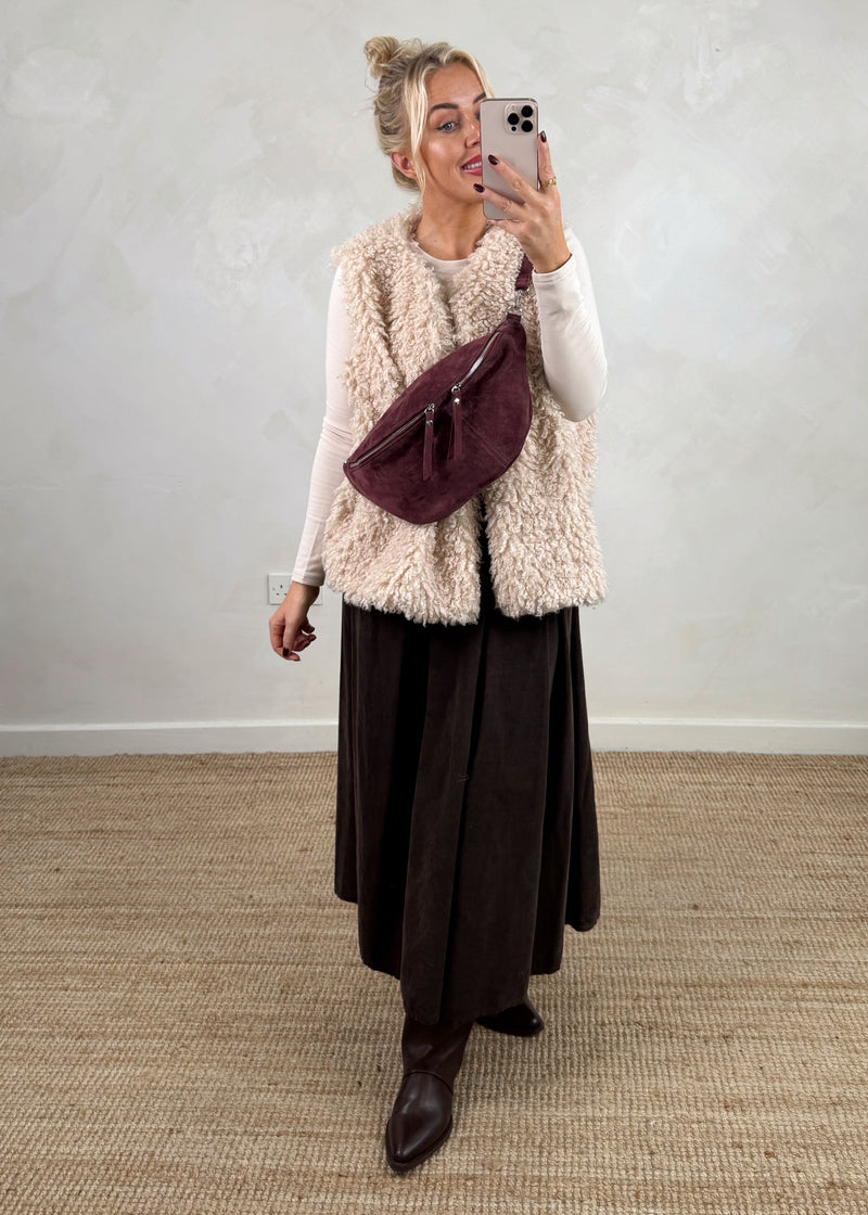 Mila shaggy gilet - cream-The Style Attic