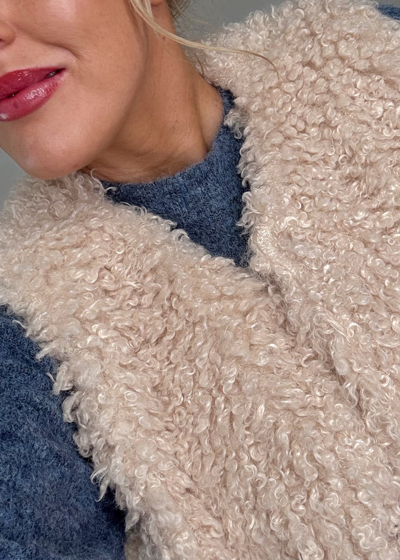 Mila shaggy gilet - cream-The Style Attic