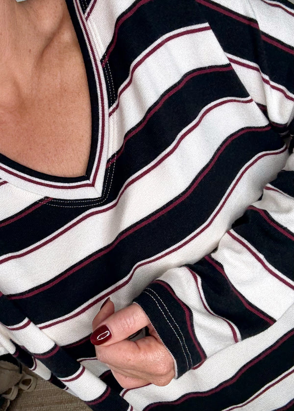 Millie striped top - black-The Style Attic