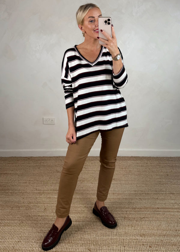 Millie striped top - black-The Style Attic