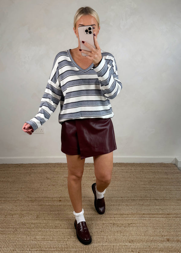 Millie striped top - grey-The Style Attic