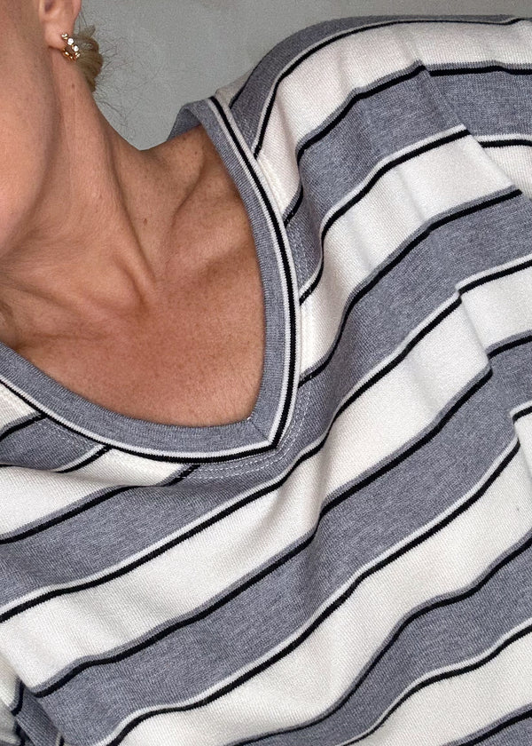 Millie striped top - grey-The Style Attic