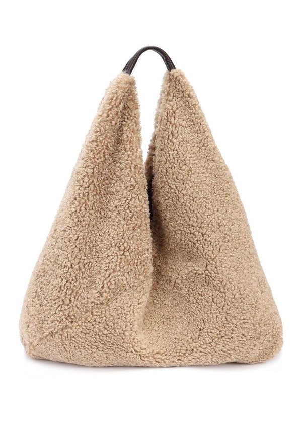 Mimi boucle tote bag - biscuit-The Style Attic