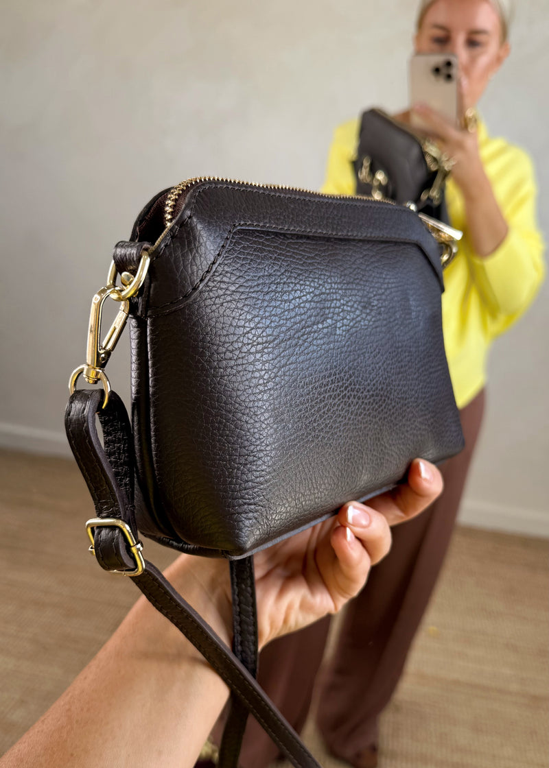 Mini leather horsebit bag - chocolate-The Style Attic