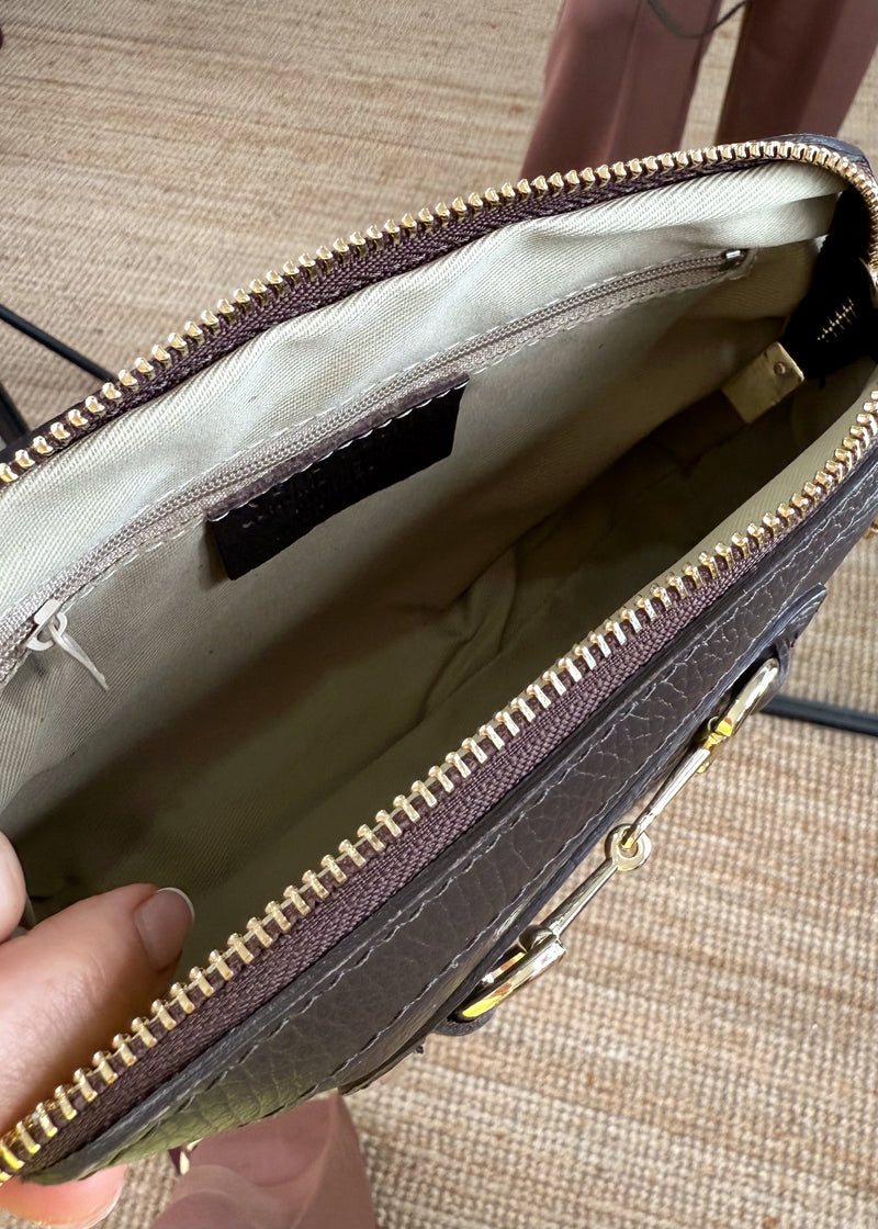 Mini leather horsebit bag - chocolate-The Style Attic