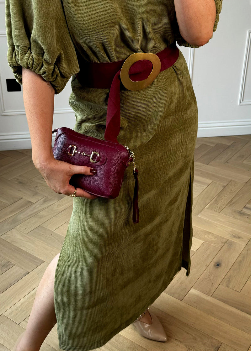 Mini leather horsebit bag - merlot-The Style Attic