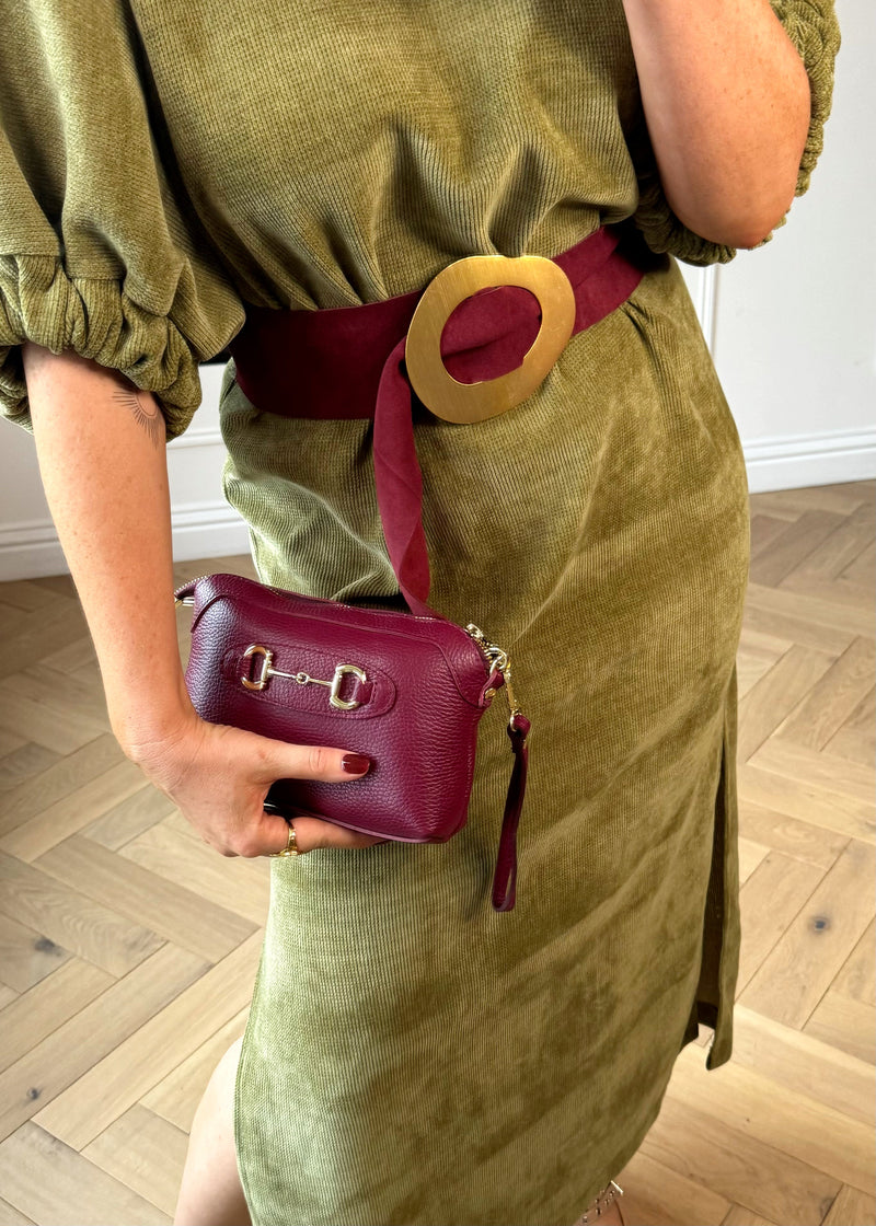 Mini leather horsebit bag - merlot-The Style Attic