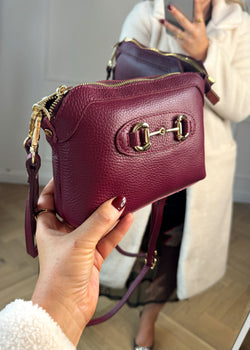 Mini leather horsebit bag - merlot-The Style Attic