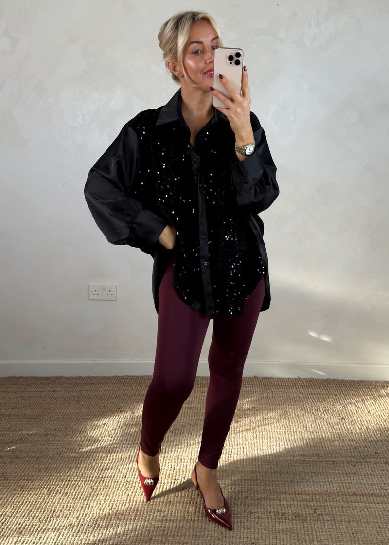 Minnelli sequin blouse - black-The Style Attic