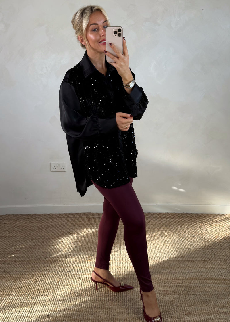Minnelli sequin blouse - black-The Style Attic