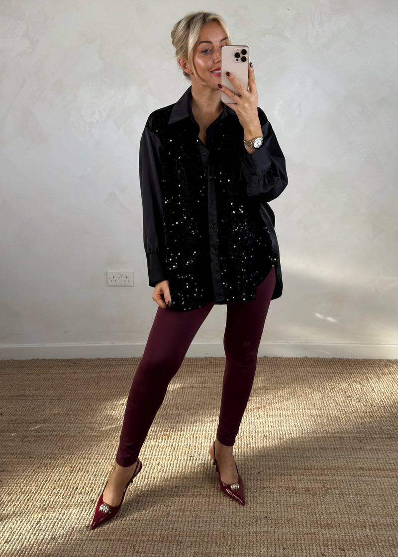 Minnelli sequin blouse - black-The Style Attic