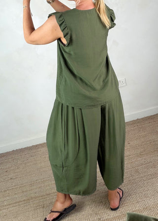 Missy barrel leg trouser - Khaki-The Style Attic