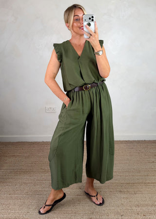 Missy barrel leg trouser - Khaki-The Style Attic