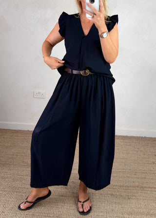 Missy barrel leg trouser - Navy-The Style Attic