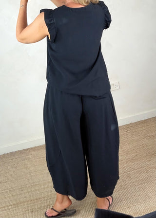 Missy barrel leg trouser - Navy-The Style Attic
