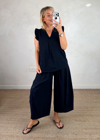 Missy barrel leg trouser - Navy-The Style Attic