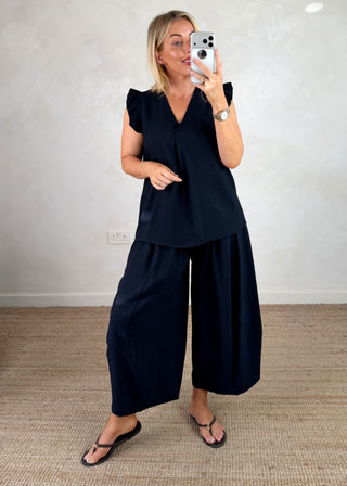 Missy barrel leg trouser - Navy-The Style Attic