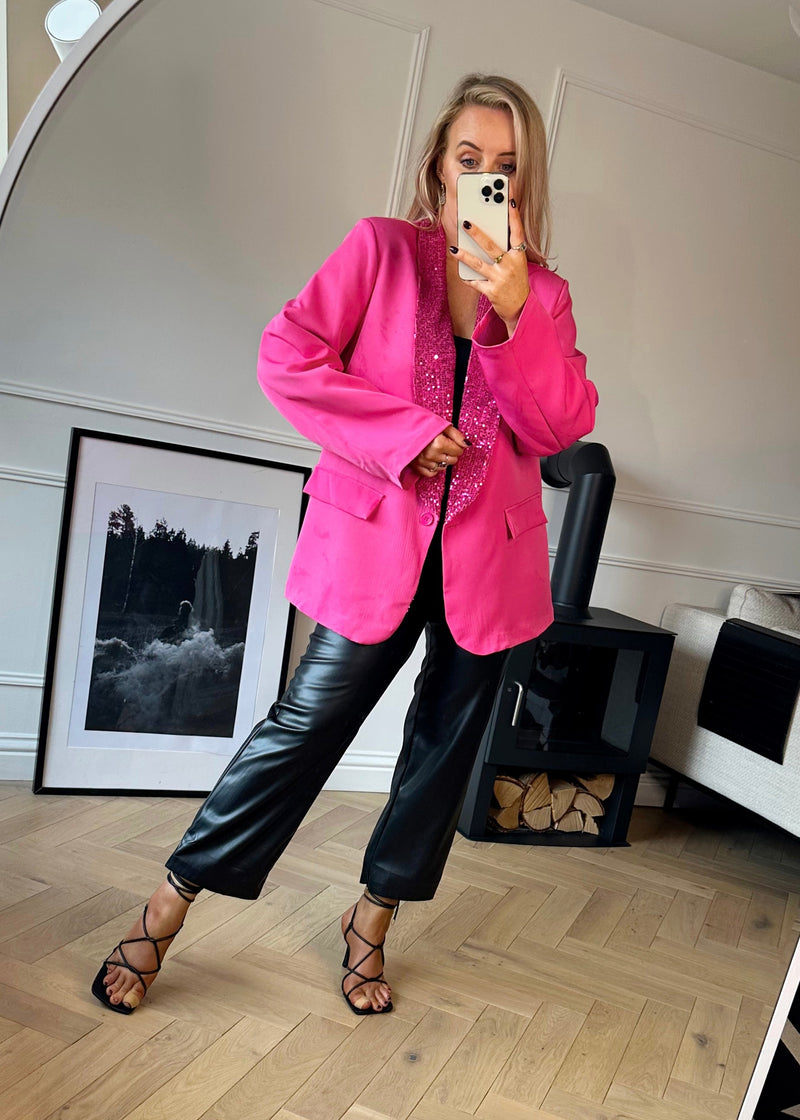 Missy sequin blazer - Hot pink-The Style Attic
