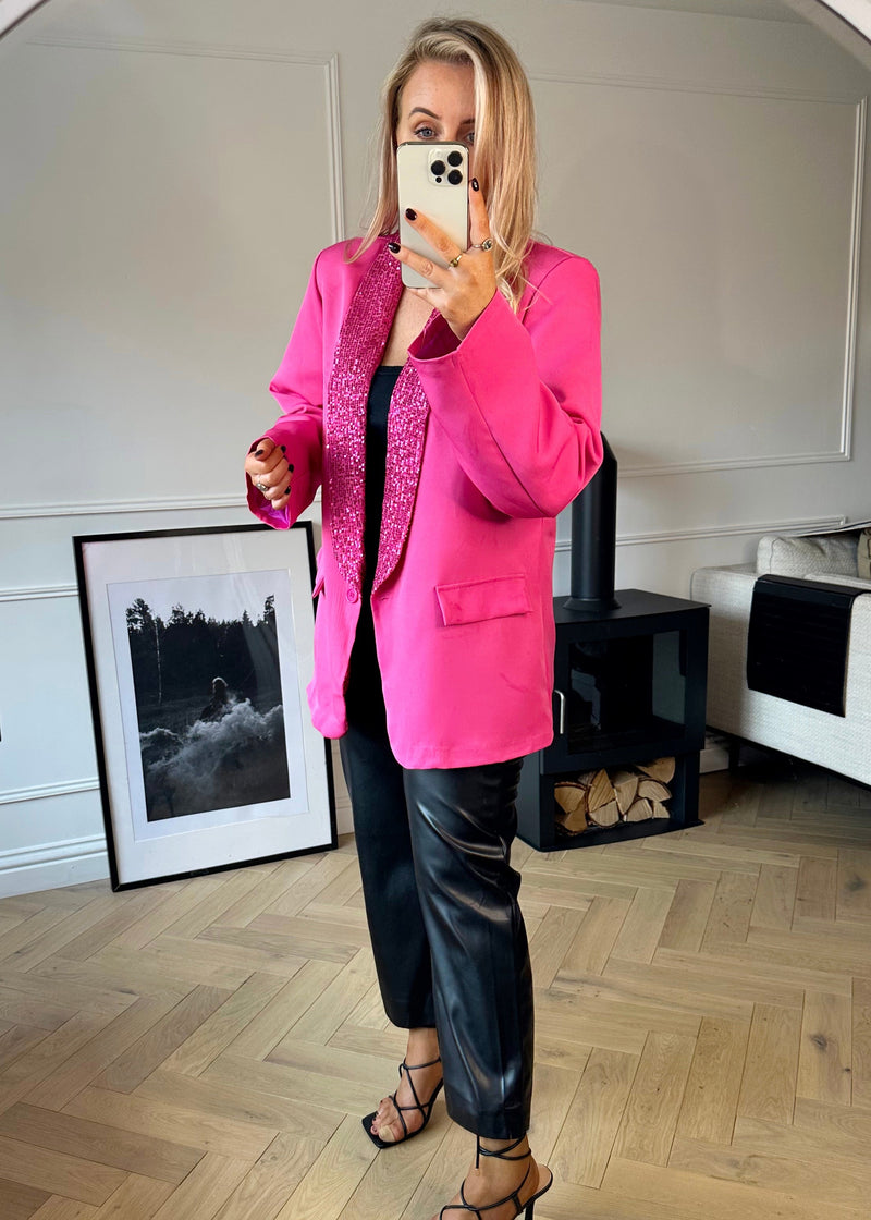 Missy sequin blazer - Hot pink-The Style Attic