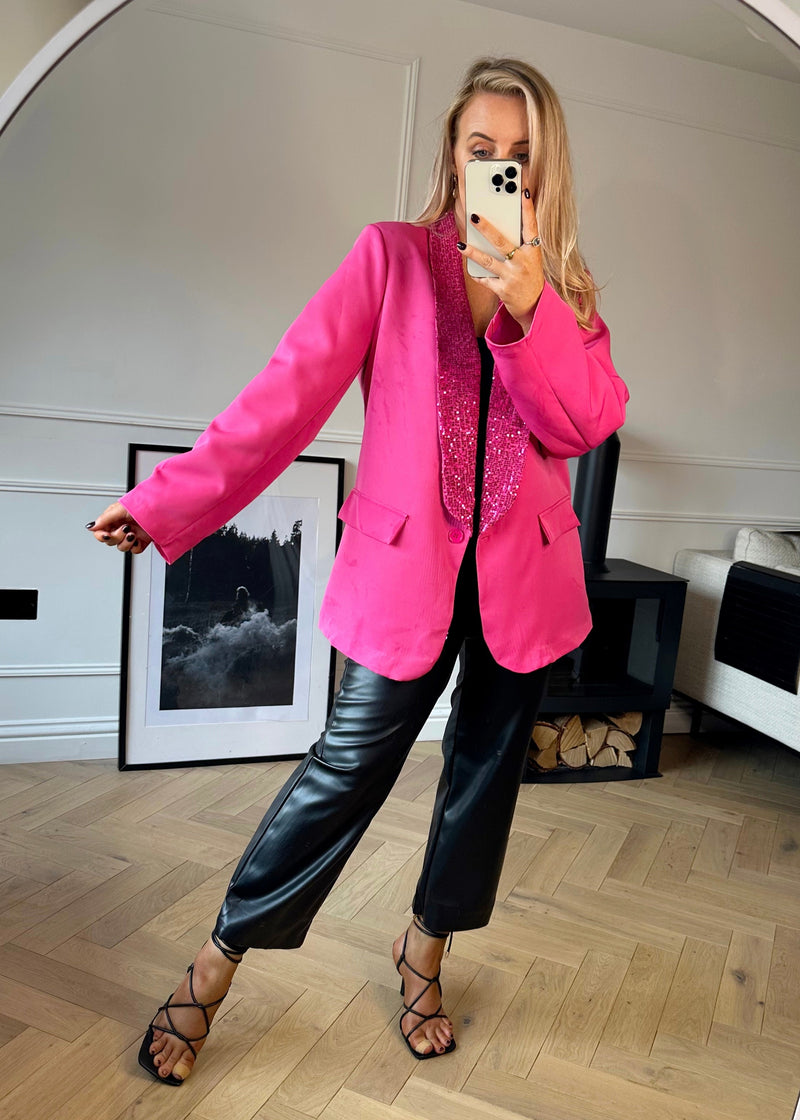 Missy sequin blazer - Hot pink – The Style Attic