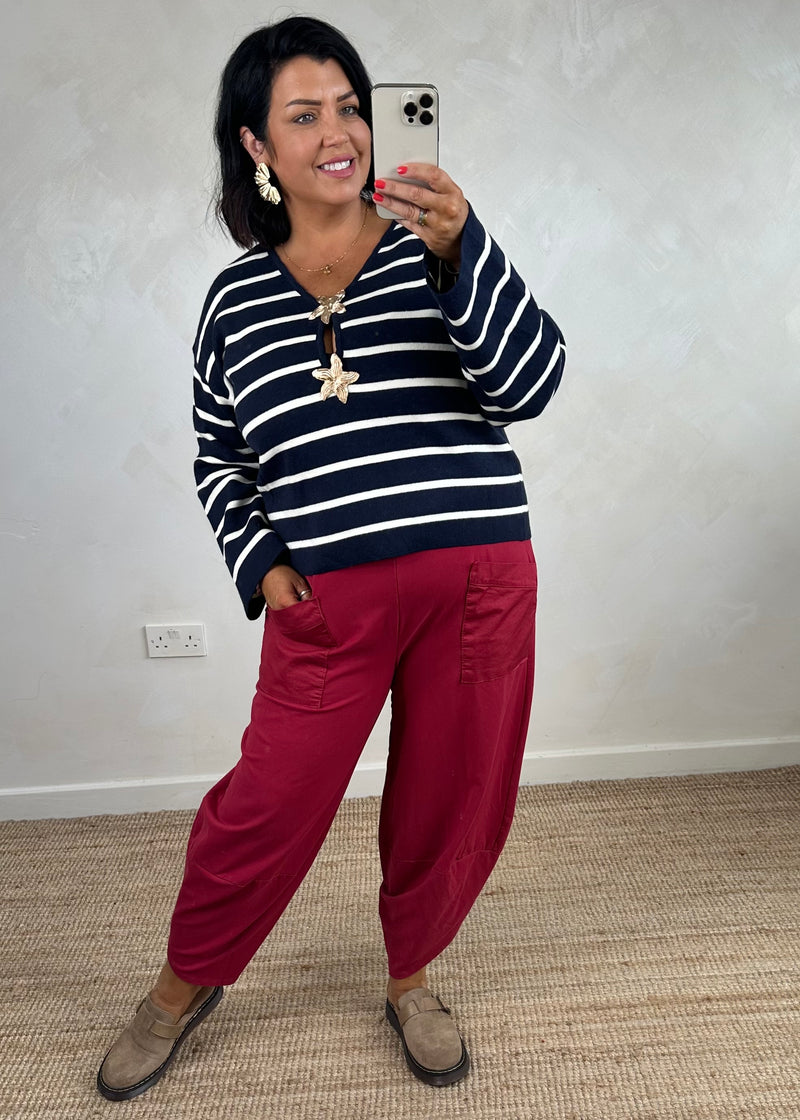 Moda casual pants - berry-The Style Attic