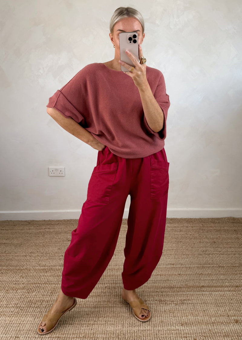 Moda casual pants - berry-The Style Attic
