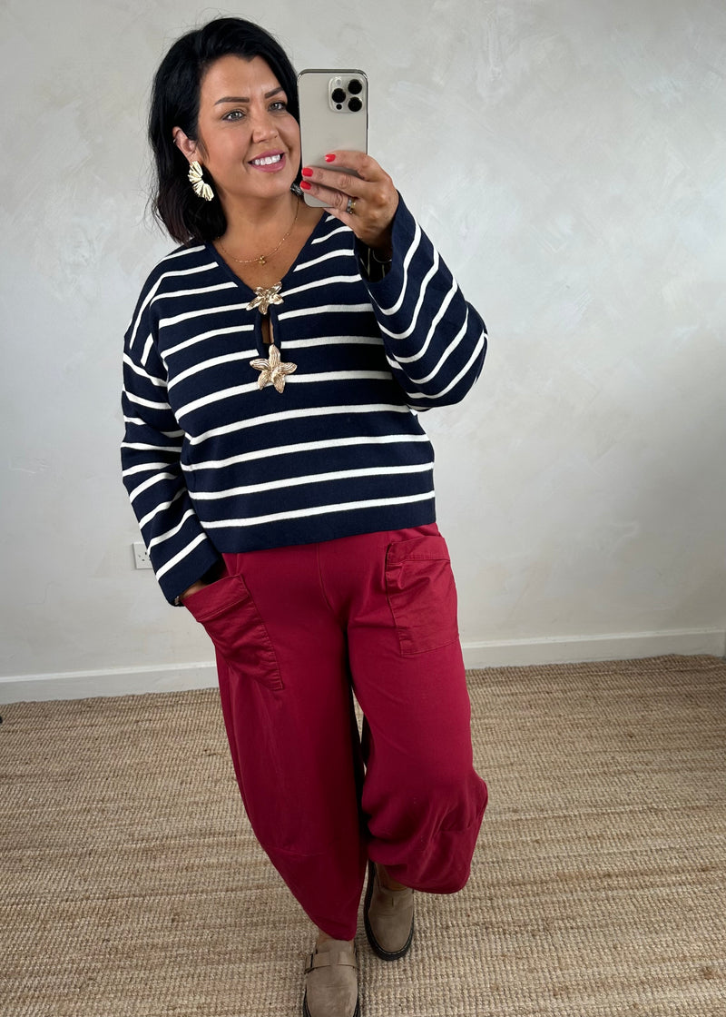 Moda casual pants - berry-The Style Attic