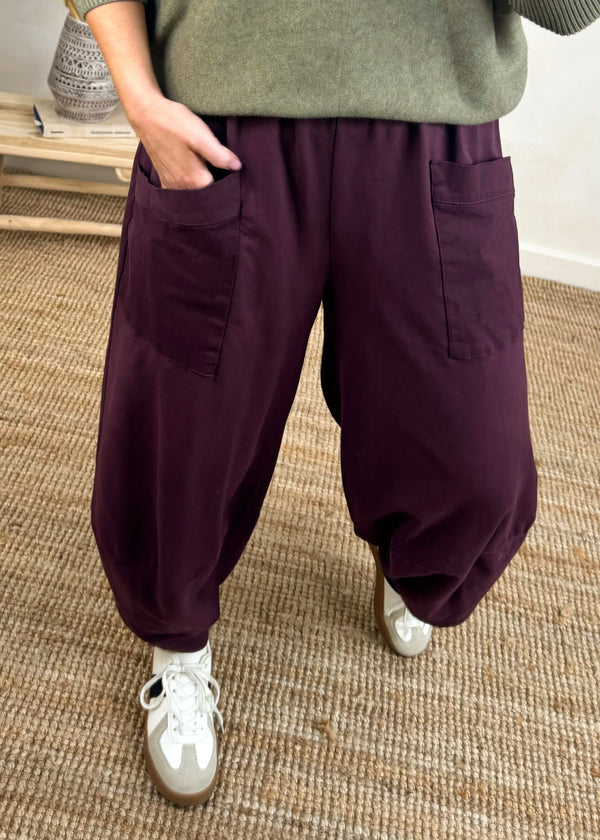 Moda casual pants - damson-The Style Attic