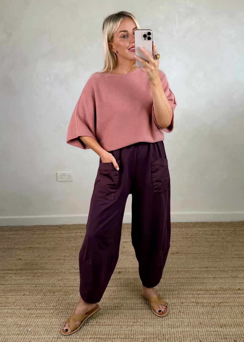 Moda casual pants - plum-The Style Attic
