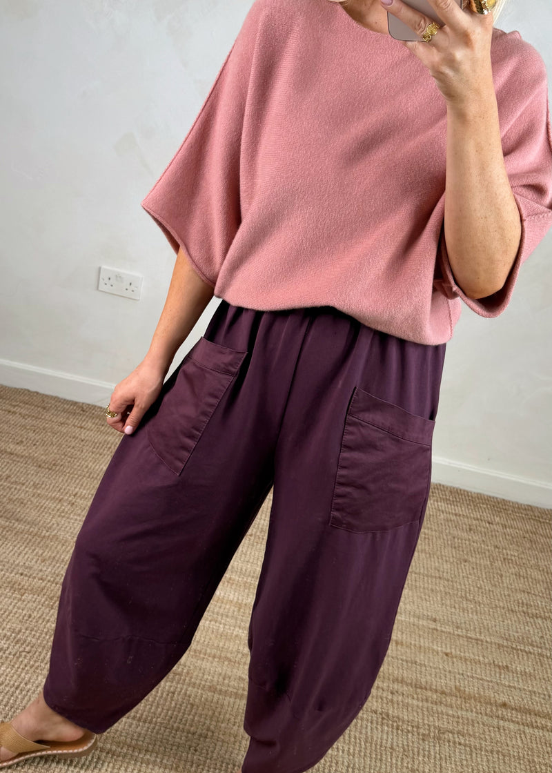 Moda casual pants - plum-The Style Attic