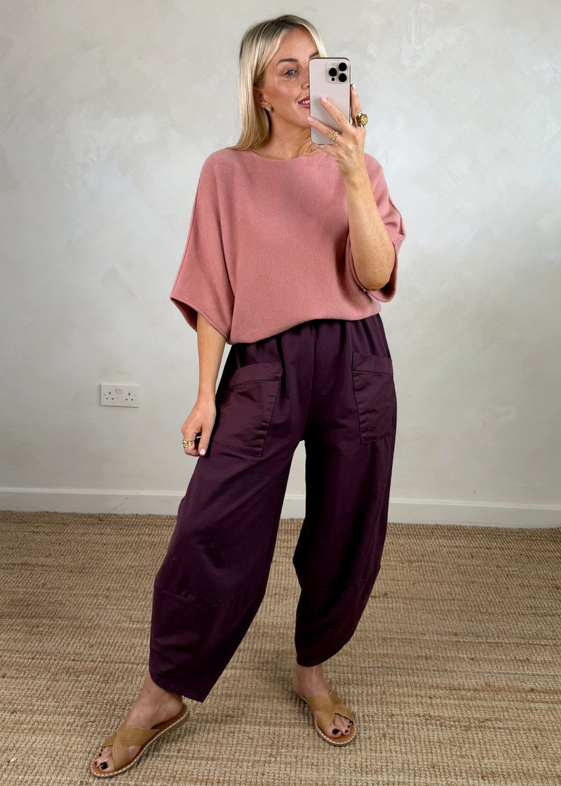 Moda casual pants - plum-The Style Attic