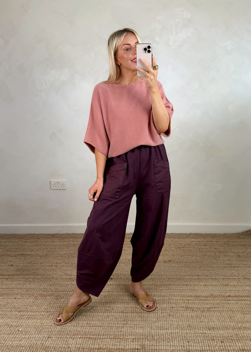 Moda casual pants - plum-The Style Attic