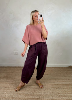 Moda casual pants - plum-The Style Attic
