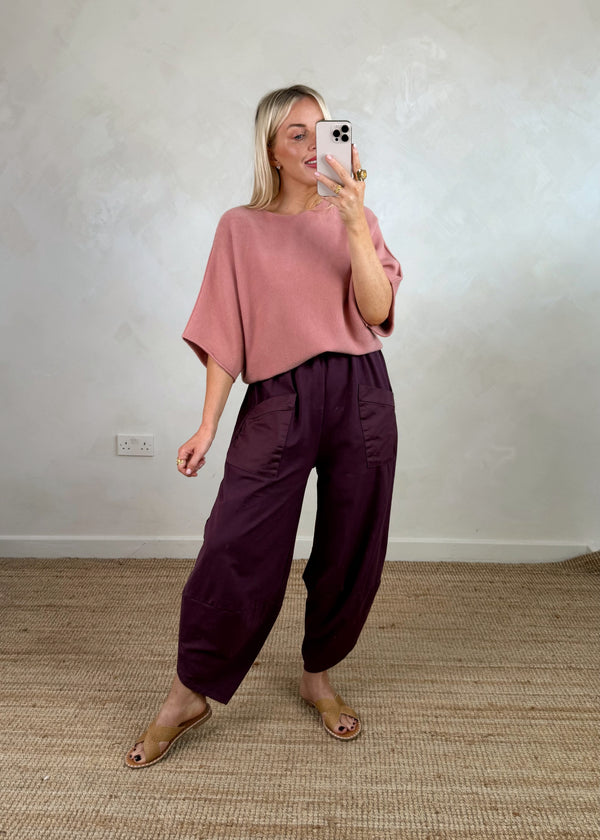 Moda casual pants - plum-The Style Attic