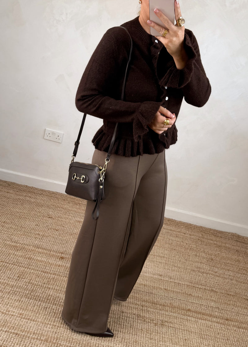 Mollie ruffle knit - chocolate-The Style Attic