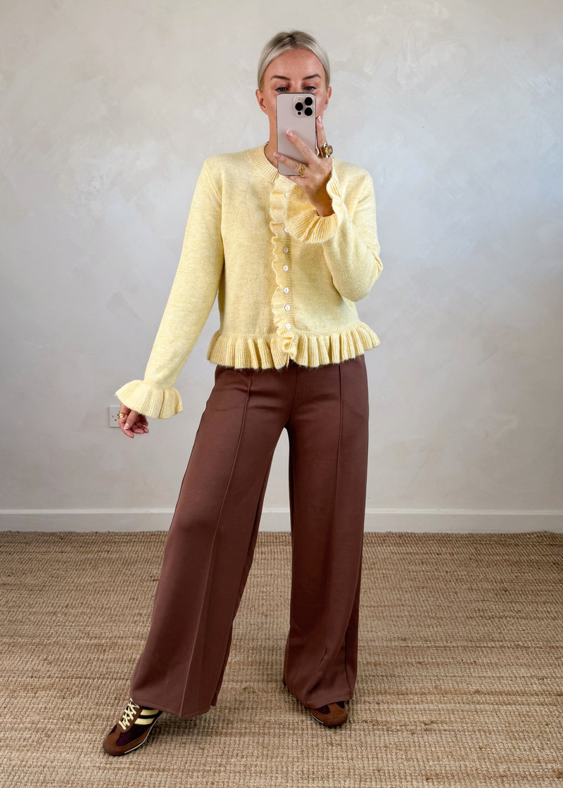 Mollie ruffle knit - chocolate-The Style Attic