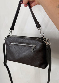 Molly zip leather bag - chocolate-The Style Attic