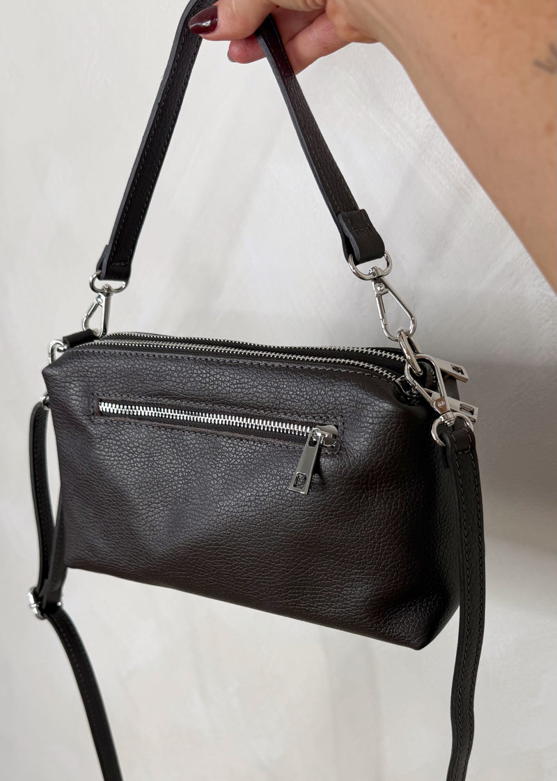 Molly zip leather bag - chocolate-The Style Attic