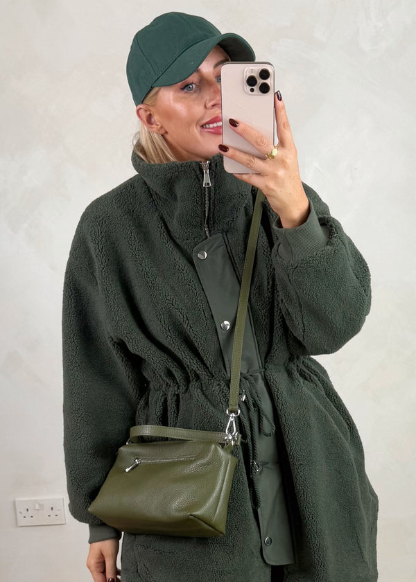Molly zip leather bag - olive-The Style Attic