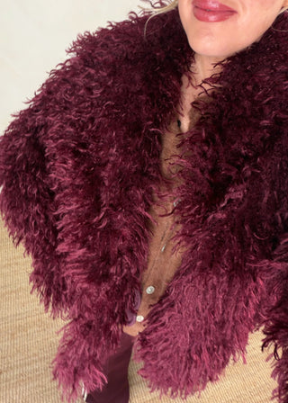 Moss fur jacket - Merlot-The Style Attic