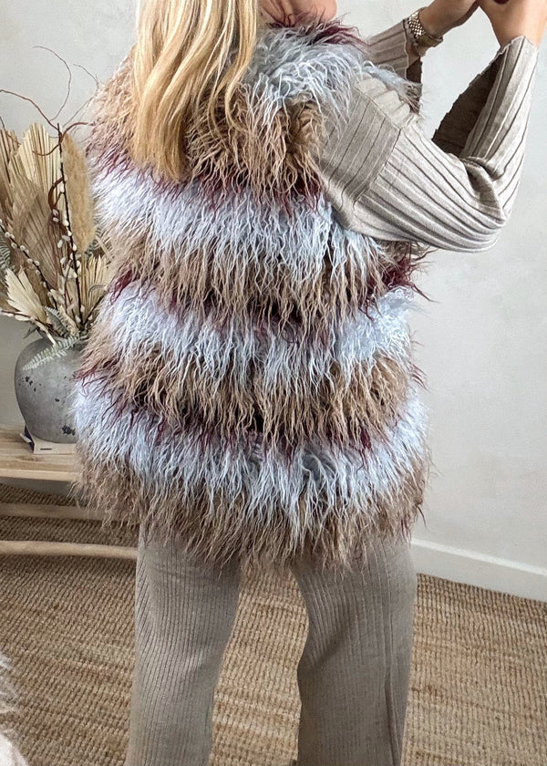 Mossy fur gilet-The Style Attic