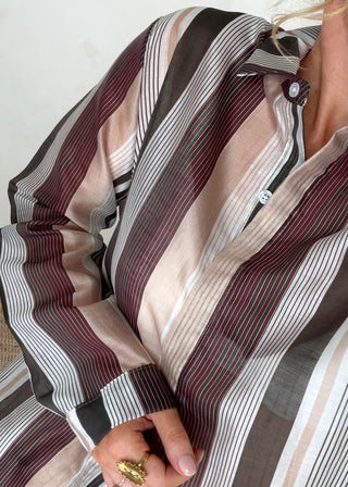 Multi stripe shirt - Taupe-The Style Attic