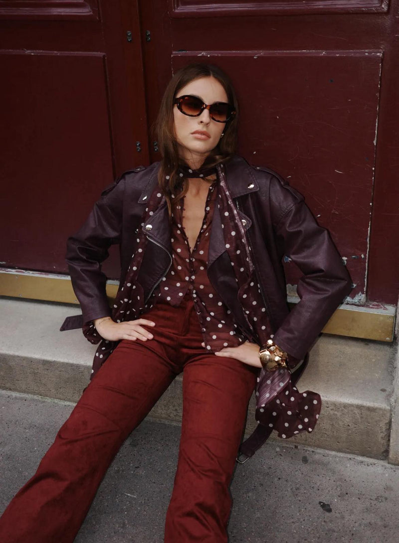 Muse Biker jacket - plum-The Style Attic