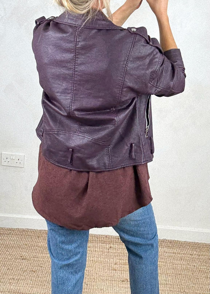 Muse Biker jacket - plum-The Style Attic