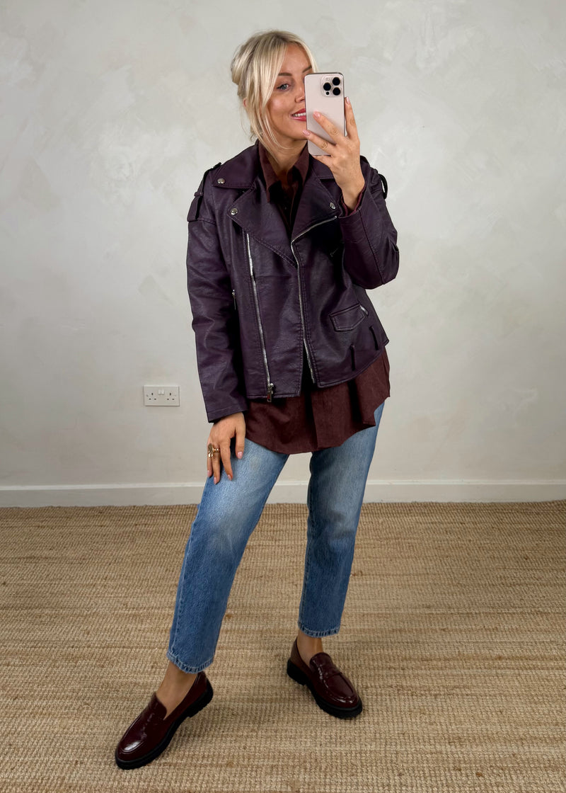 Muse Biker jacket - plum-The Style Attic