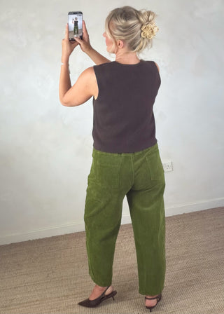 Mylie corduroy barrel leg trouser - Apple size 1-The Style Attic