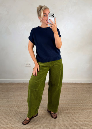 Mylie corduroy barrel leg trouser - Apple size 2-The Style Attic