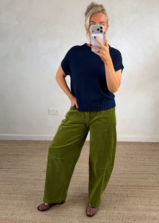 Mylie corduroy barrel leg trouser - Apple size 2-The Style Attic